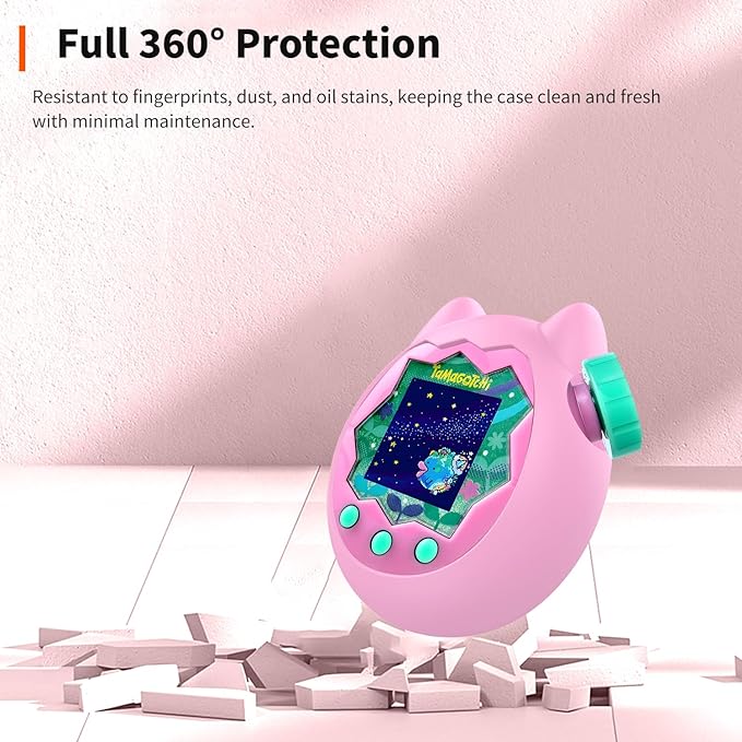 Case for Tamagotchi Paradise with Lanyard & 2 Screen Protectors – Cute Silicone Cover for Kids, Shockproof Shell for Tamagotchi Keychain, Anti-Drop Holder (Pink)