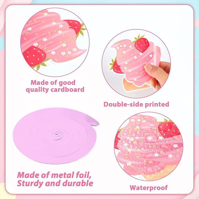 Chunnin 58Pcs Ice Cream Party Hanging Swirls Ice Cream Birthday Party Decoration Summer Creams Theme Ceiling Streamers Colorful Swirl Dessert Cone Streamers for Christmas Holidays Baby Shower Supplies
