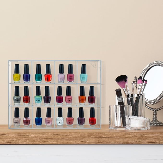 MyGift Acrylic Figure Display Case, Funko Pop Shelves 3 Tiers-12 Compartments, Collectibles, Crystals & Stones, Shadow Box Organizer Wall Mount or Desktop(15.5" W x 11.5" H)