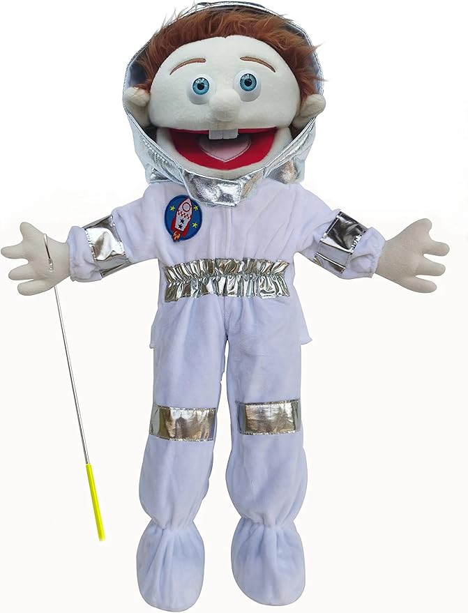 25", Rodayna Astronaut Cosmonaut Spaceman Puppet, Full Body, Ventriloquist Style Puppet,Hand Puppet with Movable Mouth for Kids and Adults