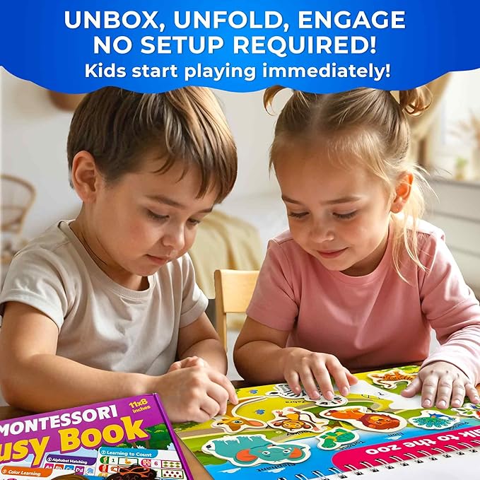 QUOKKA Montessori Busy Book for Toddlers 1-3 - Pre K Kids Learning Activities for Homeschooling - My Preschool Busy Book for Ages 3-5 - 15 Kids Educational Activities 2-4 Years