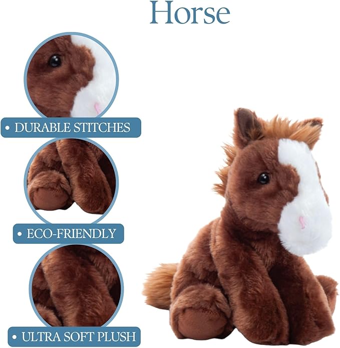 The Petting Zoo Floppy Horse Stuffed Animal Plushie, Gifts for Kids, Wild Onez Wildlife Animals, Horse Plush Toy 8 inches (Pack of 2)