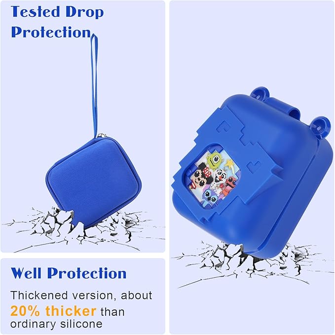 MGZNMTY Carrying Case and Silicone Case for Bitzee Disney Interactive Toy Digital Pet and Protective Skin Cover for New Bitsy Electronic Virtual Pet (Dsn Blue)