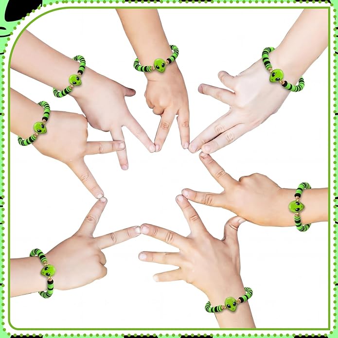 24 Pcs Cowgirl/alien/shark/bee/princess/tropical Party Favors, Polymer Clay Beaded Bracelets Gifts Bulk for Birthday Party