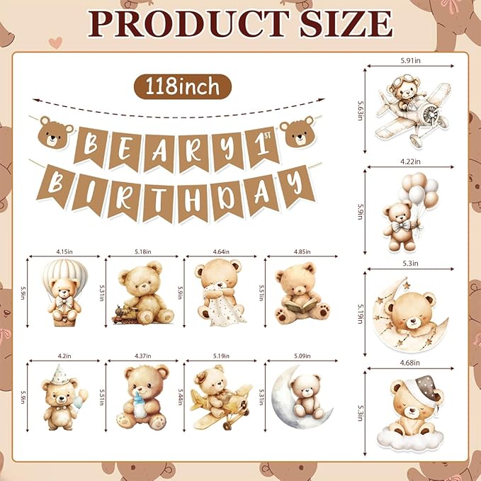 Beary First Birthday Decorations Include Beary 1st Birthday Banners Bear Hanging Swirls Honeycomb Centerpieces Bear Birthday Theme Party Supplies