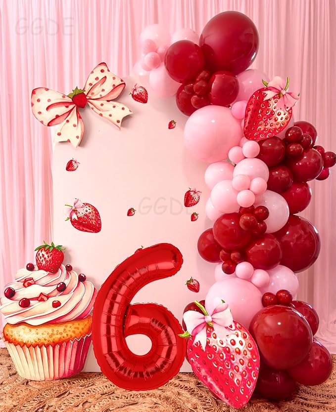 40 Inch 6 Red Number Balloons Mylar Foil Helium Digital Balloons Baby Shower 6th Birthday Party Decor Supplies