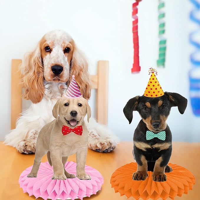 13Pcs Baby Dog Honeycomb Centerpieces Puppy Pet Birthday Party Supplies Pet Dog Party Table Decoration for Dog Theme Birthday Party Baby Shower Supplies