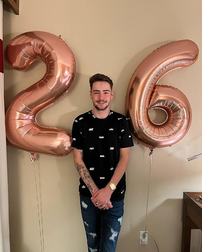 Rose Gold Number 60 Balloon 40 inch, 60 Number Balloons, 60th Birthday Decorations, 60 Year Old Women Men Rose Gold Party Supplies