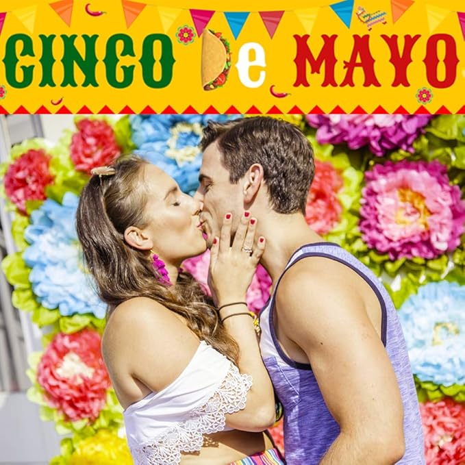 Large Cinco De Mayo Banner, Mexican Fiesta Party Supplies Decoration, Cinco De Mayo Party Supplies, Baby Shower Party Banner (Copper)
