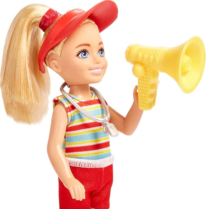 Barbie Playset, Chelsea Can Be Blonde Lifeguard Small Doll Set with Outfit & 6 Career Accessories