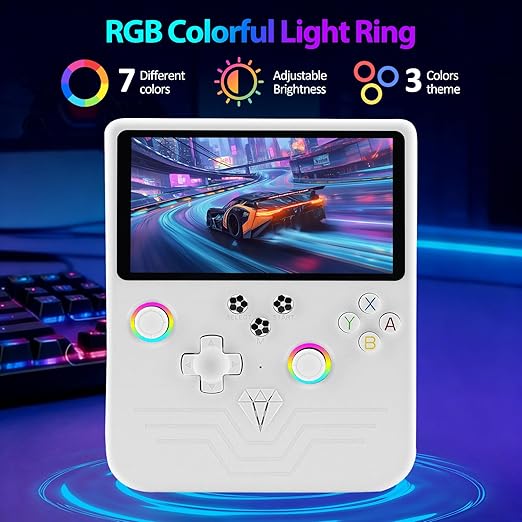 R60MAX Retro Handheld Game Console, 6.0 Inch HD IPS Screen, Retro Gaming Console Built-in 20000+Games, Portable Video Console, Linux System, Retro Game Consoles Ultra-Long Standby Time (White 128GB)