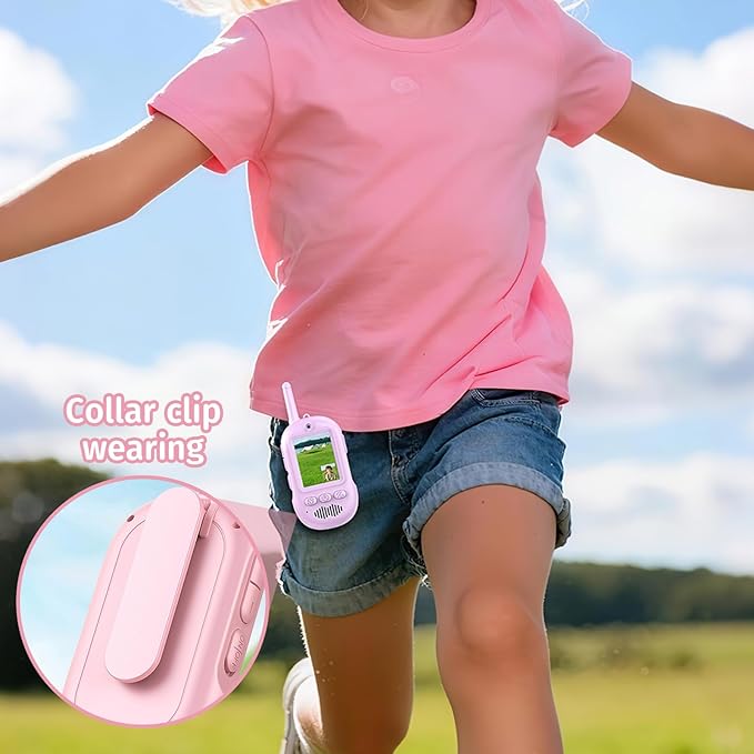 Video Walkie Talkies for Kids Toys with Screen - 2 Pack Handheld Rechargeable Kids Walkie Talkies Long Range Toys for Ages 8-13 5-7, Outside, Camping, Hiking for Boys Girls Ages 3-12 (Blue/Pink)