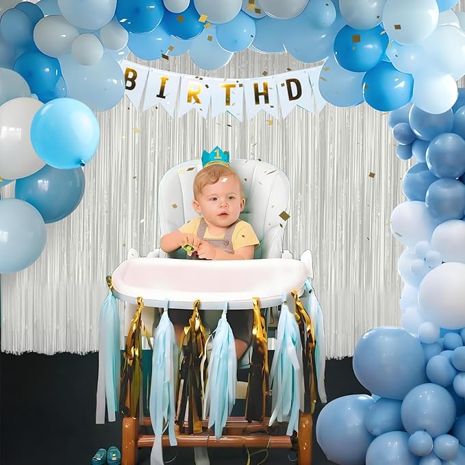 White Foil Fringe Backdrop Curtain 2 Pack 3.3x8.2 Ft, White Tinsel Streamers Birthday Party Decorations Fringe Backdrop for Birthday Graduation Christmas Halloween Baby Shower Gender Reveal