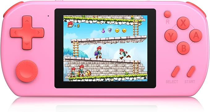 Handheld Games for Kids Adults with Built in 268 Classic Retro Video Games,3.0'' Color Screen Rechargeable Portable Arcade Gaming Player,Boys Girls Travel Electronics Toys Birthday Gift (B-Pink)