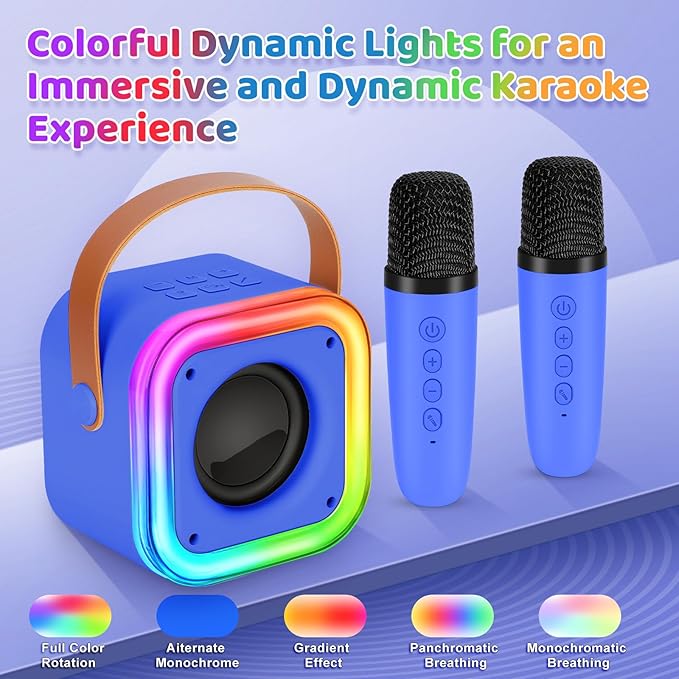 Mini Karaoke Machine for Kids, Girl Toys Gifts, Kids Karaoke Wireless Microphone for 4,5,6,7,8,9,10,11,12 Years Old Boys and Girls Christmas Party Gifts Toys (Dark Blue)