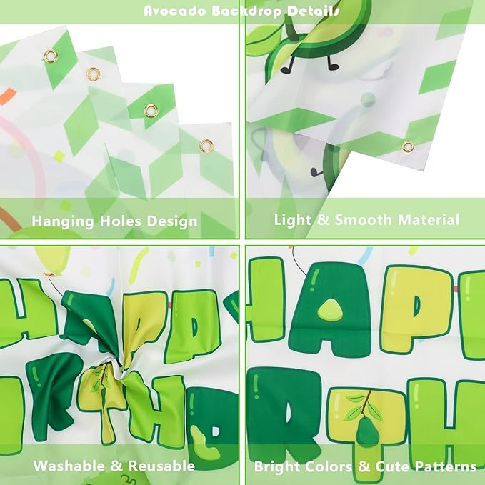 Fruit Avocado Party Supplies, Avocado Theme Party Decorations for Girls Kids Avocado One Birthday Party with Plates Cups Napkins Tablecloth Birthday Backdrop Banner Balloons, Serves 20