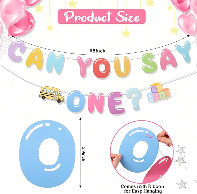 Can You Say Banner Enlightened Teacher Banner Cartoon Theme Girl Birthday Decorations Bubble Gum Party Decorations Funny Birthday Party Supplies (One)