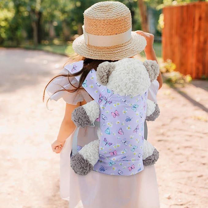 Baby Doll Carrier with Doll Accessories Doll Carrier for Kids, Reborn Doll Baby Carrier with Adjustable Straps for 16-22 Inch Baby Doll with Accessories, Purple