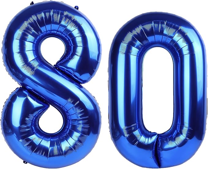 40 Inch Navy blue Number 80 Digital Balloon,Jumbo Mylar Foil Helium Balloon for 80 Balloons for Birthday Party,Wedding Anniversary Party Decorations