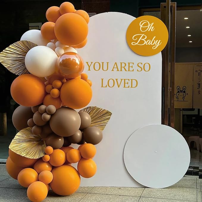 Fall Thanksgiving Balloon Arch Kit, 155 Pcs Boho Brown Orange White Balloons Garland for Baby Shower Autumn Birthday Party Decorations