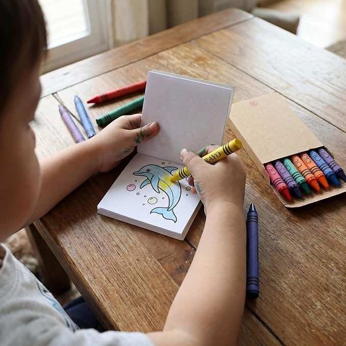 270 Pcs Under the Sea Mini Coloring Books Bulk with 30 Pcs 8 Colors Crayons Ocean Animals Coloring Book DIY Art Drawing Book Set for Kids Activities Party Favors DIY Craft