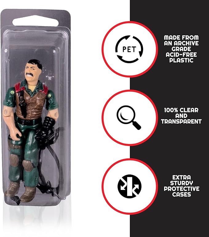 EVORETRO Clamshell Loose Action Figure Protective Case Compatible with 3.75 Inch Star Wars, Motu, Marvel, GI Joe Toy Figures - Retro Action Figure Storage Blister PET Plastic Display Case (50 Pack)