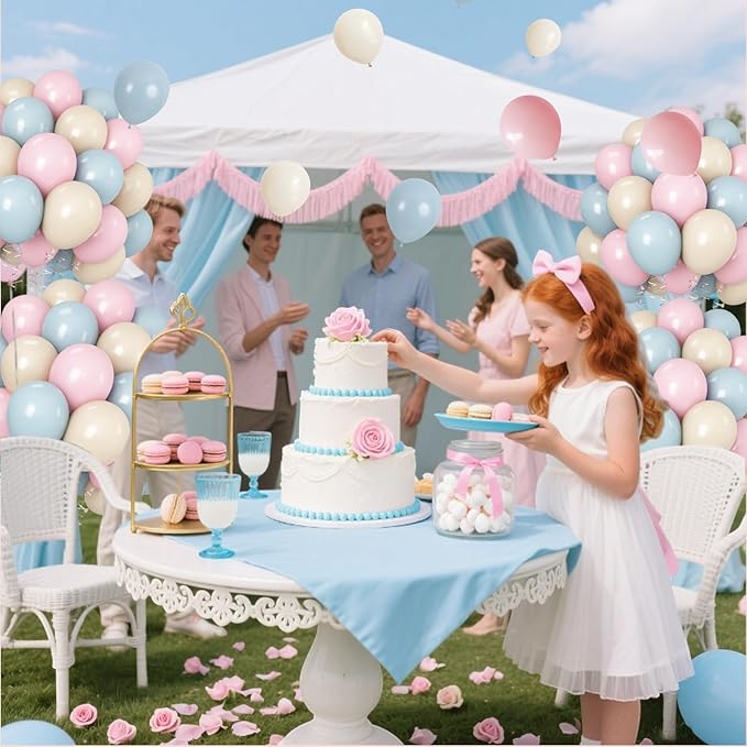 Pink and Blue Balloons Gender Reveal Boy or Girl 12inch Pastel Light Pink Slate Blue Beige White Sand Balloons Birthday Party Decorations Pale Aqua Latex Helium Balloon for Arch Baby Shower Decor