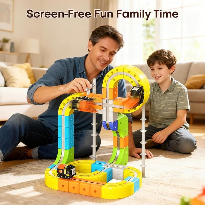3D Gravity-Defying Electric Magnetic Train Set,Modular Reconfigurable Race Track Kit, STEM Educational Building Toy for Kids 3-12, Safe & Durable for Boys Girls
