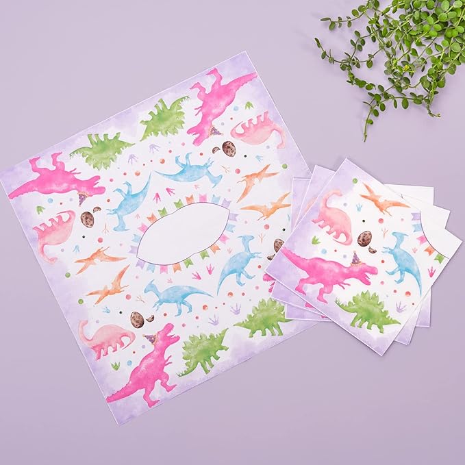 WERNNSAI Pink Dinosaur Birthday Decorations - 64 PCS Dinosaur Plates Napkins Cups Girl Dino Party Decorations Dino Paper Plates for Kids Girls Birthday Baby Shower Serves 16 Guests