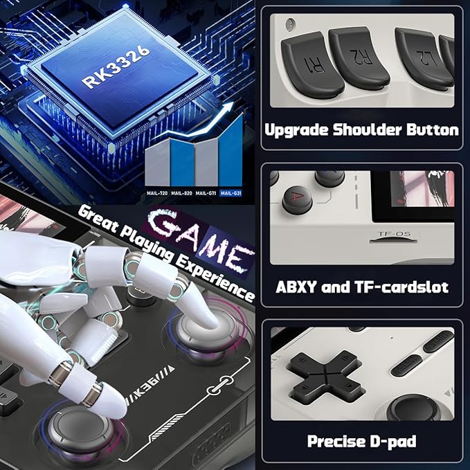 K36 Handheld Game Console 3.5-in 640 * 480 IPS OCA Screen 3500mAh RK3326 Opensource System Gray