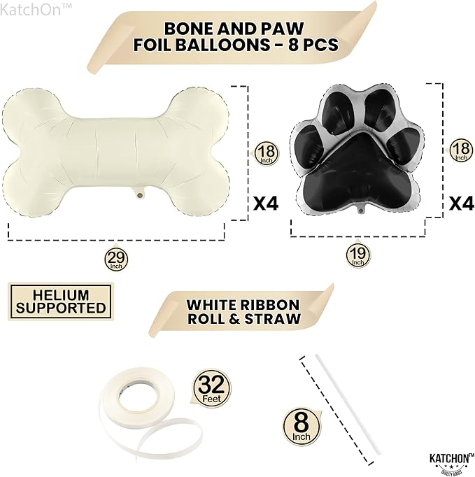 KatchOn, Large Dog Balloons - 29 Inch, Pack of 8 | Dog Balloons for Birthday Party, Paw Print Balloon | dog Party Decorations, paw Balloon | Lets Pawty Birthday Decorations