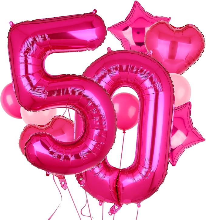 40 Inch Number Balloons Hot Pink 50 Large Number Balloon Anniversary Event Celebration Bachelorette Cowgirl Let's Go Girls Pink Themed 40st Birthday Party Decor Supplies 10 Pcs