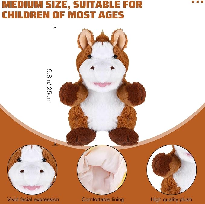 Liliful 6 Pieces Animal Hand Puppets Kids Hand Puppets with Working Mouth Animal Toddler Plush Toy for Show Theater Birthday Easter Basket Stuffers (Farm,9.84 inches/ 25 cm)