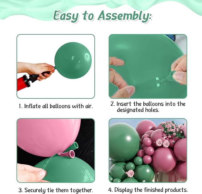 Pink and Green Balloon Arch Kit,122Pcs Sage Green Dusty Rose Red Macaron Pink Yellow Matte Balloons for Flower Birthday Bridal Wedding Engagement Baby Shower Anniversary Party Decorations