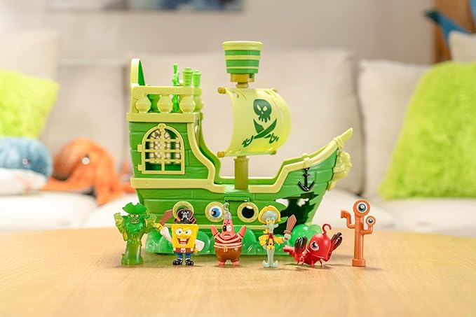 Spongebob Squarepants Movie: The Search for Squarepants - The Flying Dutchman’s Ship Playset with 6 Exclusive Figures, Lights, Motion & Hidden Features for Kids Ages 3+