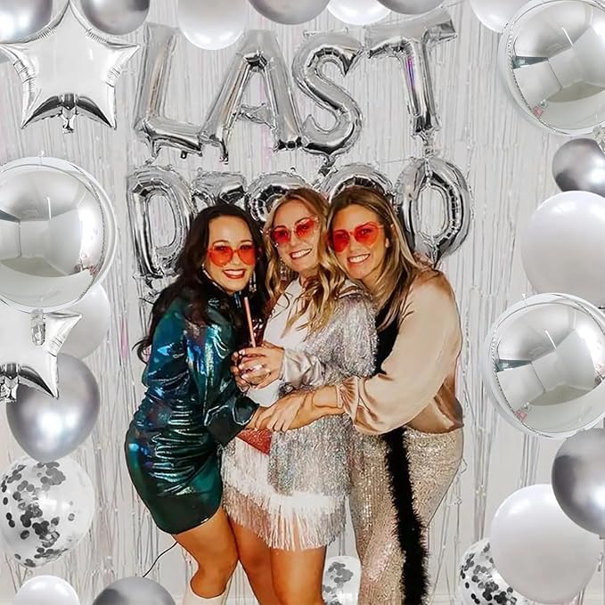 TONIFUL 8Pcs Large Silver 4D Giant Round Foil Balloon 22inch Big Mirror Metallic Mylar Sephere Balloons for Christmas New Year Birthday Party Graduation Wedding Bridal Shower Decoration Supplies