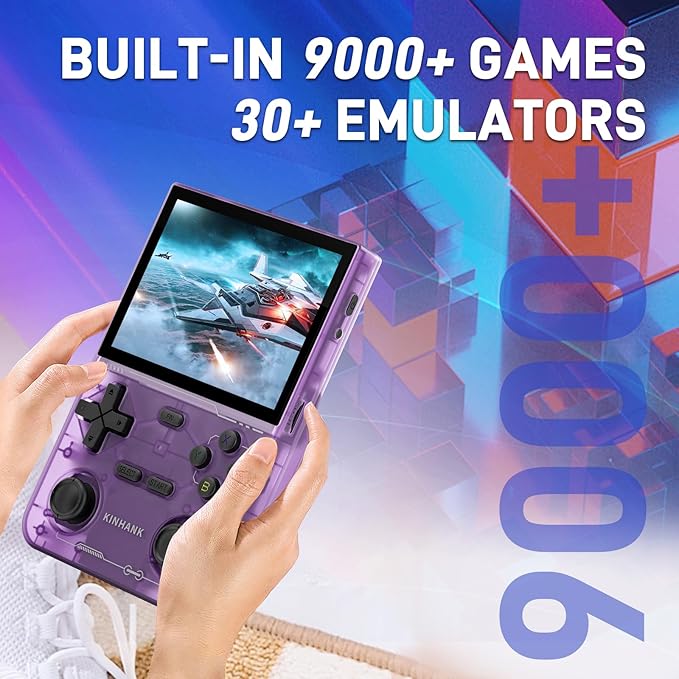 kinhank Retro Handheld Game Console, Supports 9000+ Games, Equipped with 64G TF Card, Portable Mini Retro Video Games Console, 3.5-inch IPS Screen