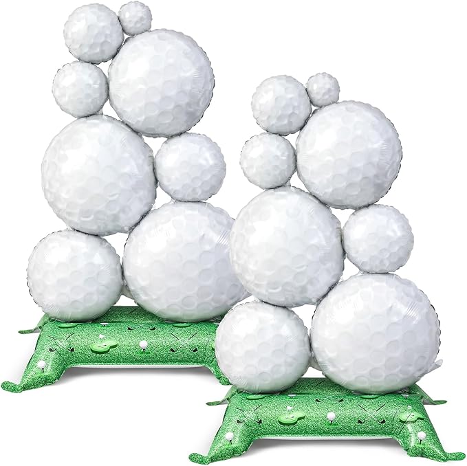 Soulchen 2 Pcs 3.5 ft Giant Self Standing Golf Balloons Freestanding Foil Balloons for Golf Birthday Party Decoration Team Celebration Decor Backyard BBQ Sports Themed Party Supplies