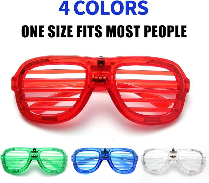 M.best 4 Pack LED Glasses 4 Colors Light Up Glasses Glow In The Dark Party Supplies Favor for Kids Adult Birthday,Raves,Halloween,Christmas, New Year