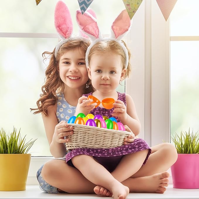 144 PCS Bulk Easter Plastic Eggs for Egg Hunt, Empty Fillable 2.36" 134 PCS Colorful Eggs with 10 PCS Golden Eggs for Basket Essentials Stuffers, Easter Party Favors Supplies Decorations