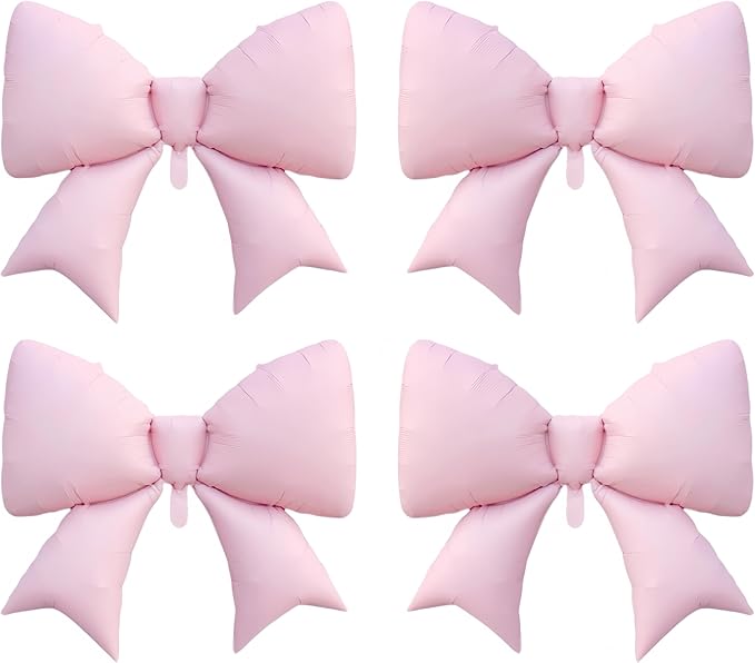 4Pcs Giant Pink Bow Balloons 38Inch/coquette Birthday Party Supplies/Pink Bachelorette Bridal Engagement Wedding Anniversary Supplies for Women/Valentine's Day Decor