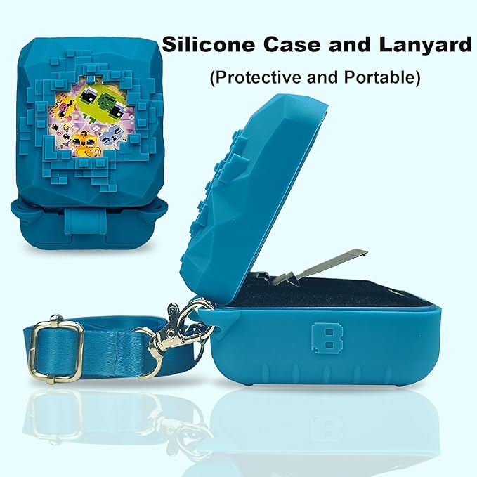 JCHPINE Hard Carrying Case and Silicone Cover for Bitzee Magicals Interactive Digital Pet, Accessories Case for Bitzee Magicals Virtual Electronic Pets (Blue)