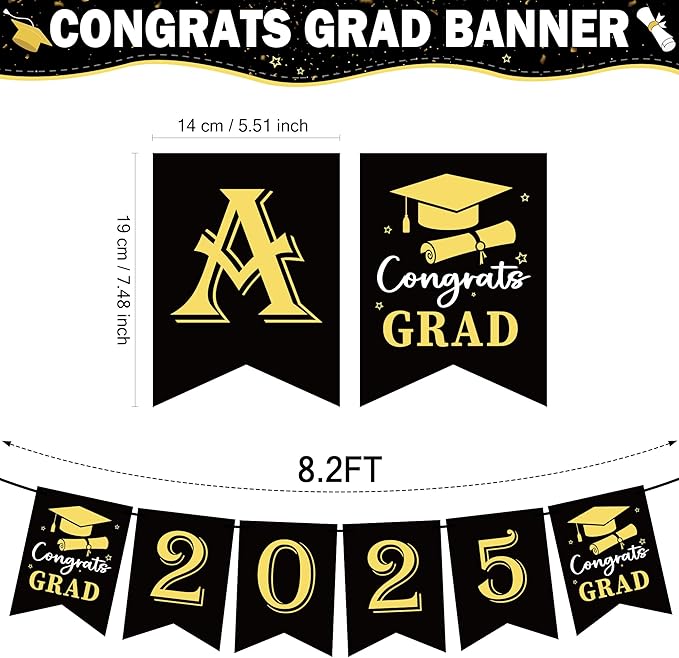 OHOME Graduation Decorations Banner Class of 2026-2026 Graduation Party Decorations - Black Backdrop for Party Favors Supplies