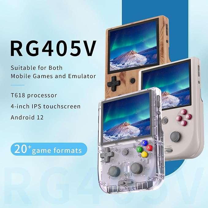RG405V Retro Handheld Game, Android 12 Built-in 128G TF Card,4 inch IPS Touch Screen with Game Front-end,RG405V Supports 5G WiFi Bluetooth 5.0 Capable of Over 20 Game formats (Wood Grain)