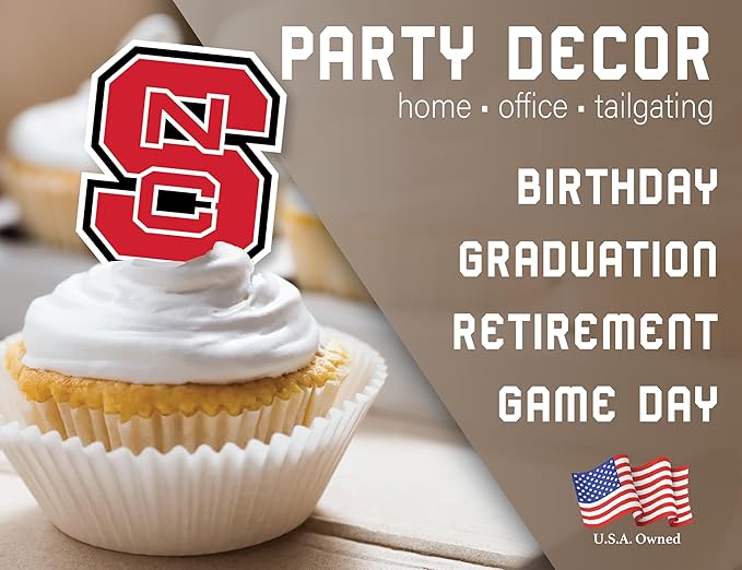 NC State Cupcake Topper Party Supplies for North Carolina Football, Birthday, Graduation Party Decorations (24 Pieces) (NC State Wolfpack)