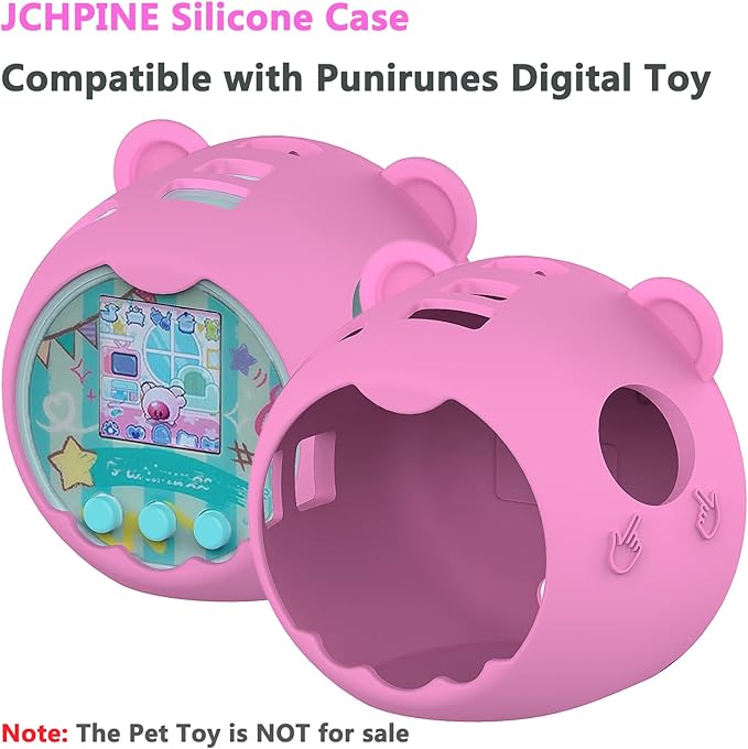 JCHPINE Silicone Cover Case for Punirunes Interactive Digital Toy, Protective Skin Sleeve for Punirunes Digital Pet Toys Squishy Characters Electronic Pets Accessories (Pink Case)