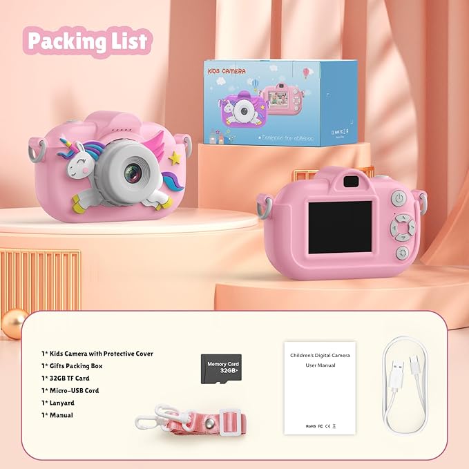 Kids Camera for Girls Toddlers, 3-12 Year Old Girl Gifts Toys, HD Digital Toddler Camera for Kids, Christmas Birthday Gifts Kid Camera Toys for 3 4 5 6 7 8 9 10 12 Year Old Girls Boys