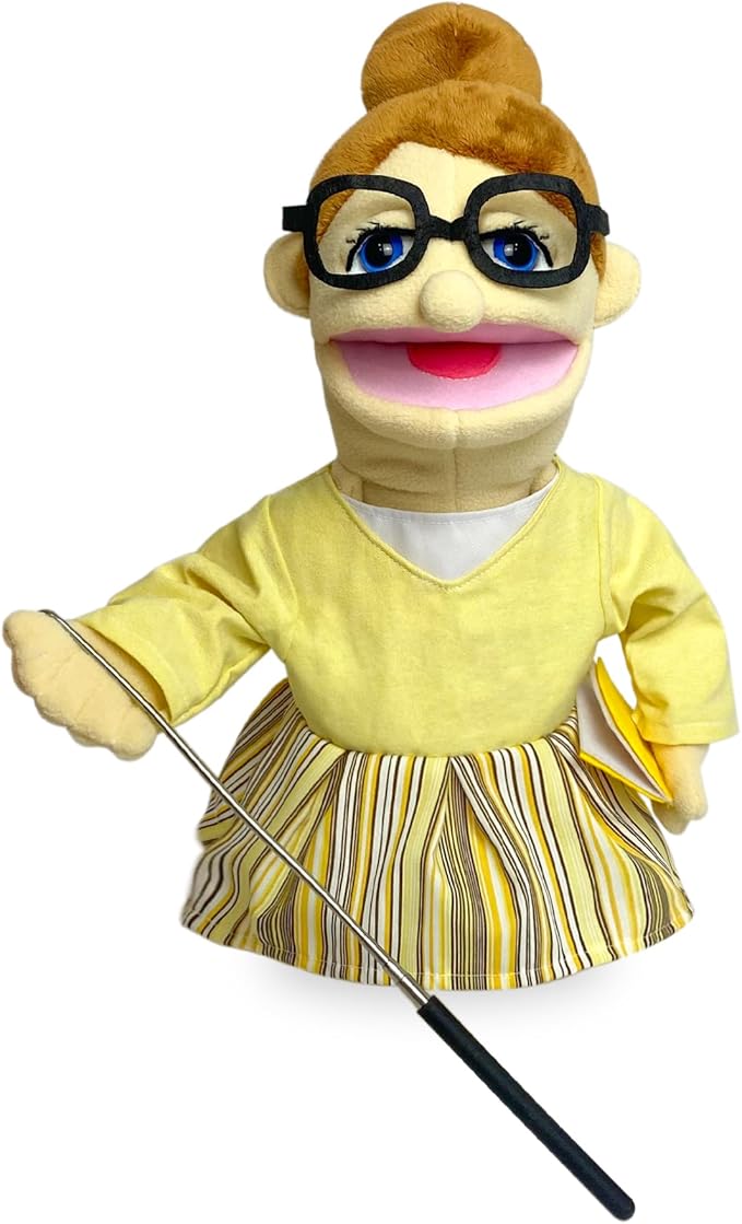 16" Puppets Entriloquist Puppet,Hand Puppets for Kids Plush Teacher Puppets for Adults with Removable Mouth Puppet for Kids Ages 4-8，Hand Puppet for Adults with Scalable Puppet Control Rod