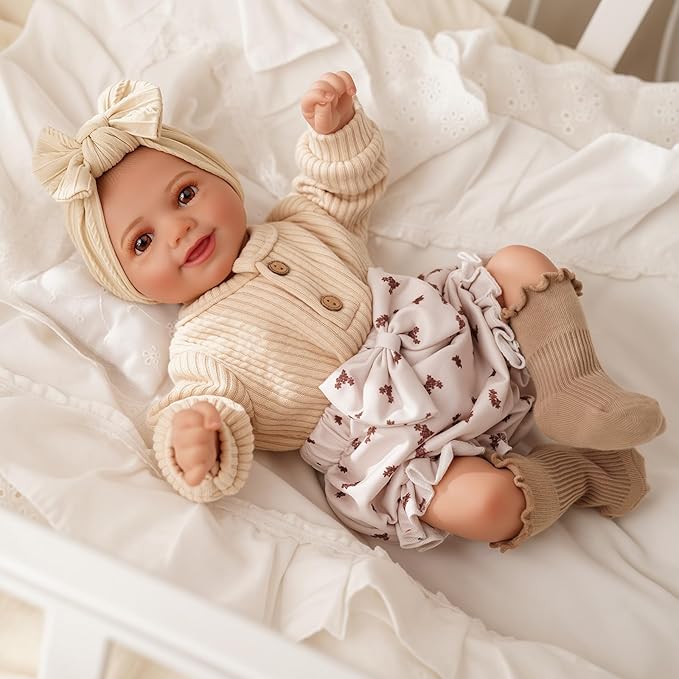 BABESIDE Reborn Baby Dolls Sunny - 17Inch Cute Soft Vinyl Realistic Baby Doll Poseable Smiling Real Life Baby Dolls with Complete Accessories for 3+ Years Old Gifts