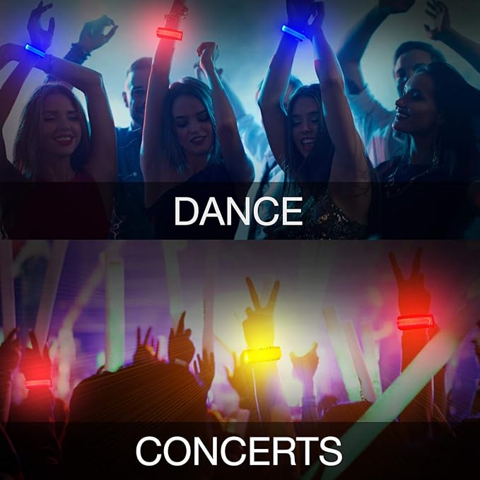 8 PCS LED Glow Bracelets, Light Up Bracelets for Kids Adults - Christmas Glow in The Dark Party Bracelets Favors Supplies for Concerts, Festivals, Game Prizes, Sports, Rave Accessories.